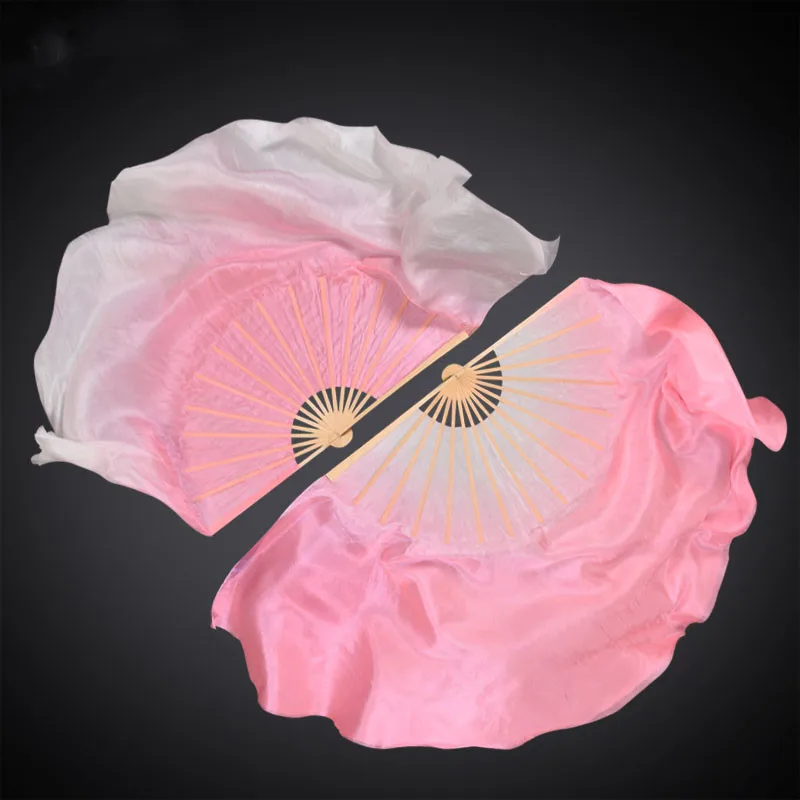 

Magic Pink Light Silk Veils Two Layers Half Circle Fan Veil Pairs(1L+1R) Women Belly Dance Folk Dance Show Props Customized