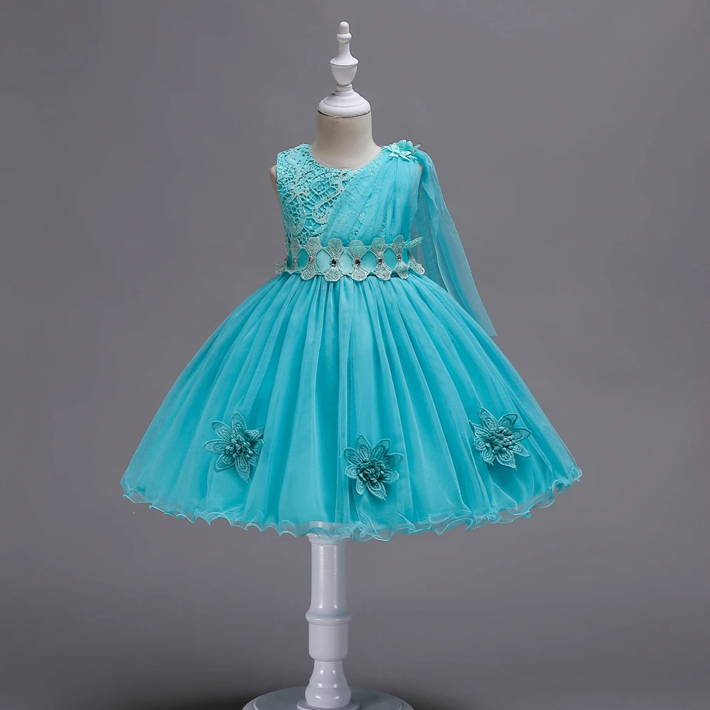 

5 Colors Children Wedding Party Dress Sleeveless Girl Princess Kids Dresses Four Seasons Lace Vestidos