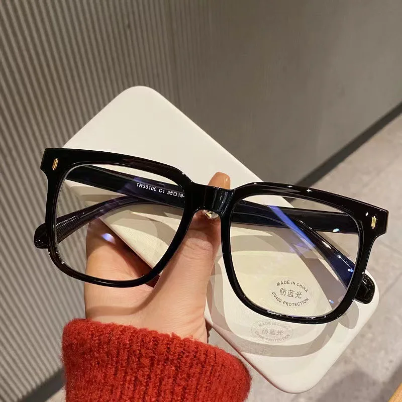 

Retro Black Frame Frosted Big Rim round Face Glasses for a Slim Look Anti-Blue Light Female Fashion Ins Student Myopia Glasses