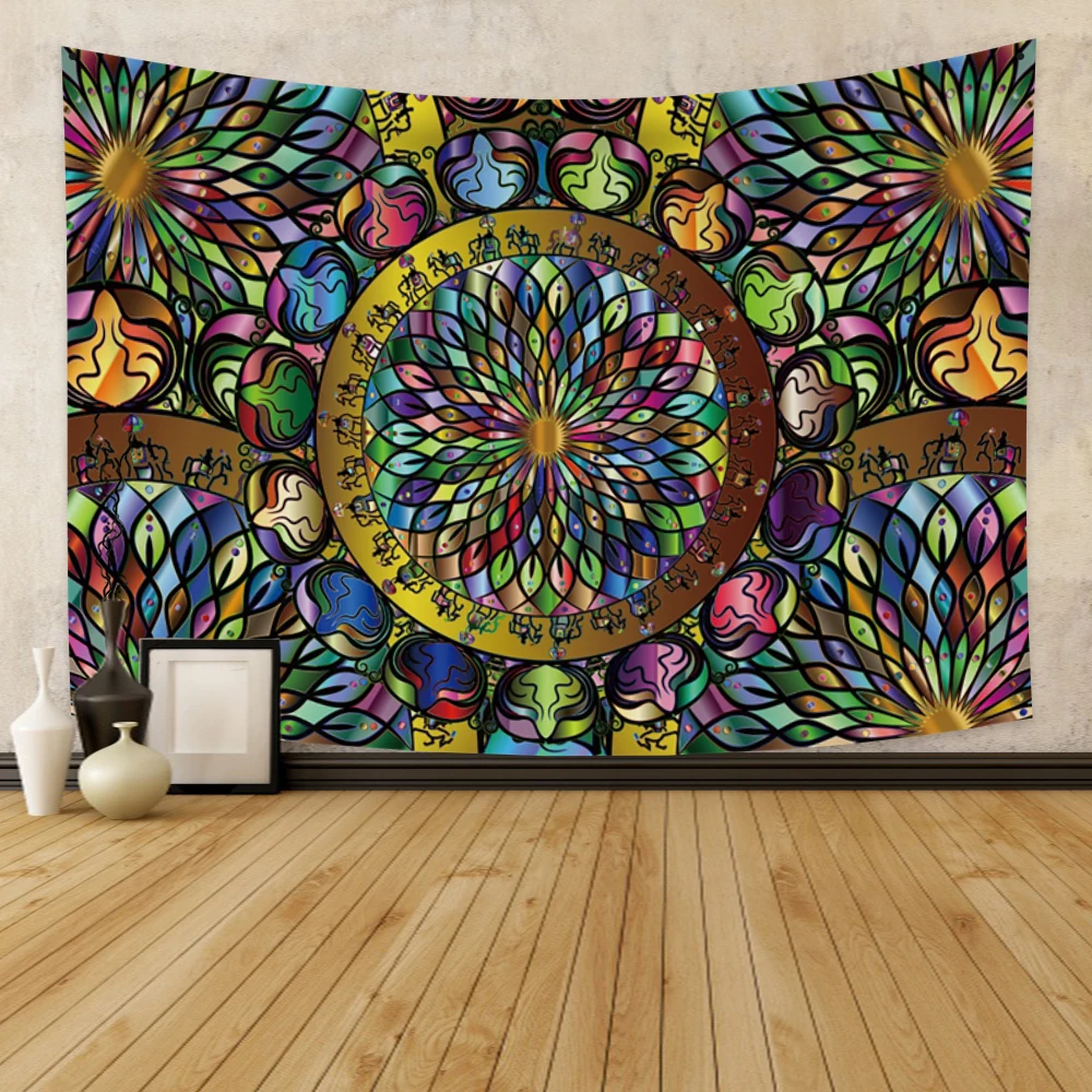 

Psychedelic Mandala Tapestry Wall Hanging Indian Boho Tapestry Bedroom Living Room Floral Tapestry Boho Style Room Decor