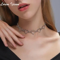 2022 new hollow korean sweet love heart choker necklaces statement girlfriend gift cute bicolor necklace jewelry collier femme