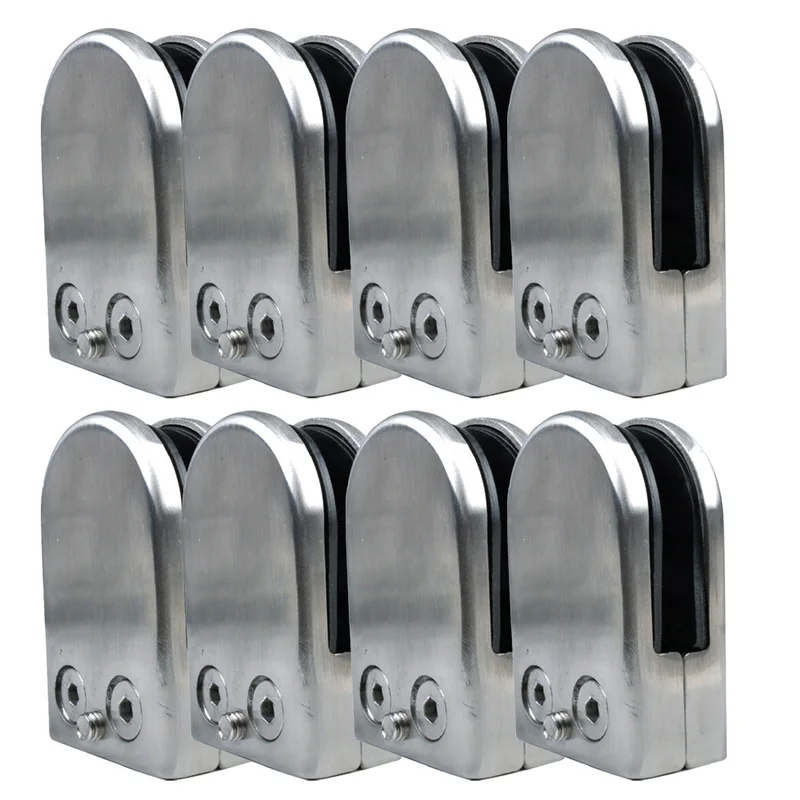 8pcs/lot 304 Stainless Steel Glass Clamp Holder For Window Balustrade Handrail Fish mouth clamp 65*43*26 /53*43*24/53*33*20mm