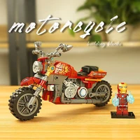disney iron man spiderman blocks harley motorcycle locomotive model childrens educational assembly toys kawasaki boy gift