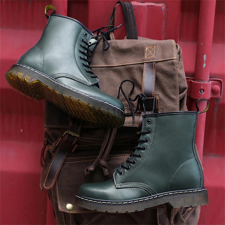 

Women Leather Boots Men Warm Ankle Boots Motorcycle Boots Female Spring Autumn Winter Shoes Unisex Couple Punk Botas Mujer 35-47