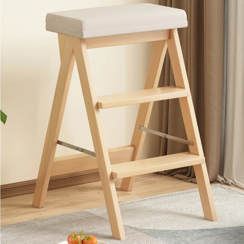 

Bamboo Foldable Ladder Stool Kitchen Bench Beautiful Practical Three-step Ladder Multi-functional Pedal Bar Stool Ladder Chair
