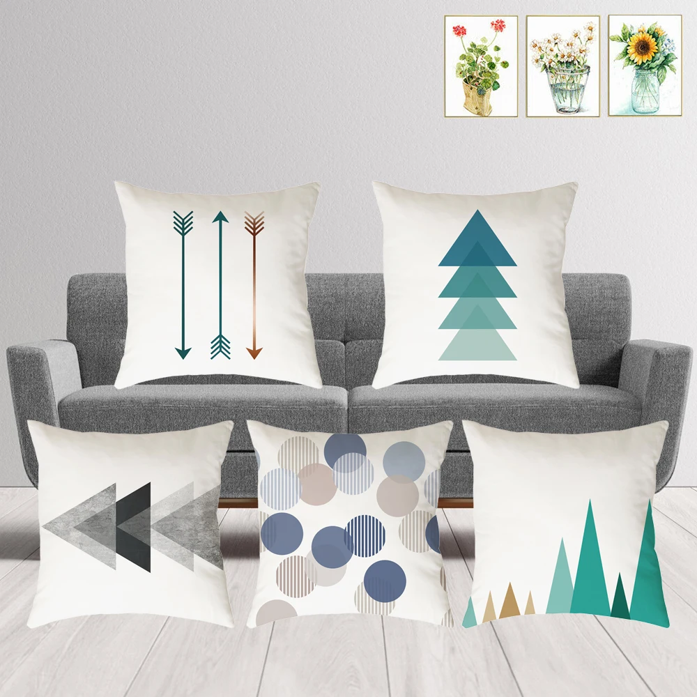 

Nordic Geometric Cushion Cover Creative Striped Office Sofa Pillow Case Modern Home Decor Short Plush Throw Pillow Cover 45x45cm