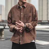 corduroy long sleeved button shirt mens autumn and winter japanese fashion casual loose thick shirt jacket harajuku top