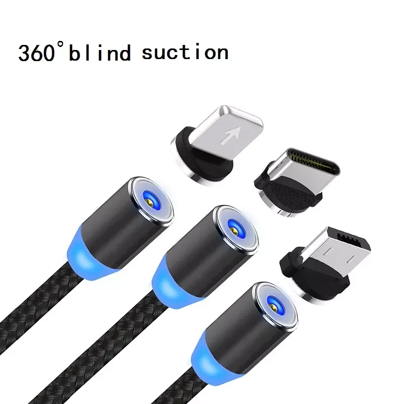 

Fast Charging Magnetic USB Cable Type C Micro Cable LED Nylon Braided Type-C Magnet Charger For Iphone XS 7 Samsung 1M