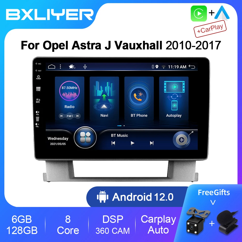 

Автомагнитола Carplay, 6 + 128 ГБ, Android 12, для Opel Astra 09-17, buбык Excelle 2 09-15, мультимедийный плеер, GPS-навигация, головное устройство