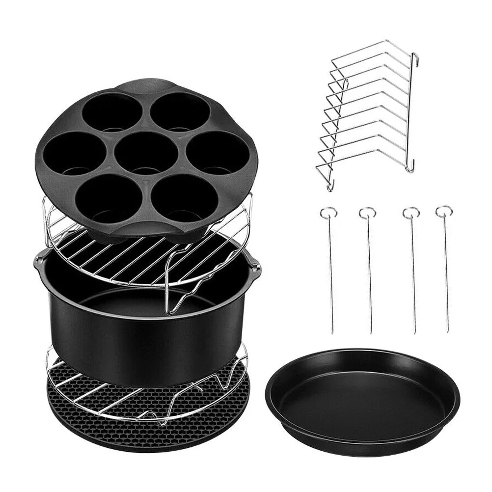 

Fryer Air Pan Baking Frying Cake Dishpizza Bbq Accessories Grill Tin Supplies Tray Kit Pot Pie Plate Cooker Nonstick Household