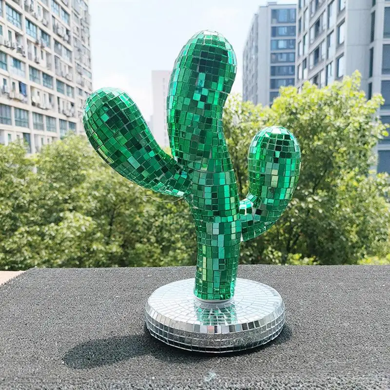 

Disco Ball Cactus Small Reflective Cactus Figurines Pendant Handcrafted Table Cactus Ornaments For Home Office Decoration