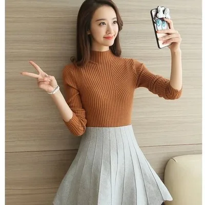 

CNACNOO Turtleneck Sweater Women 2022 Autumn Winter Stretch Basic Tops Women Long Sleeve Slim Jumper Knitted Pullovers Sweater