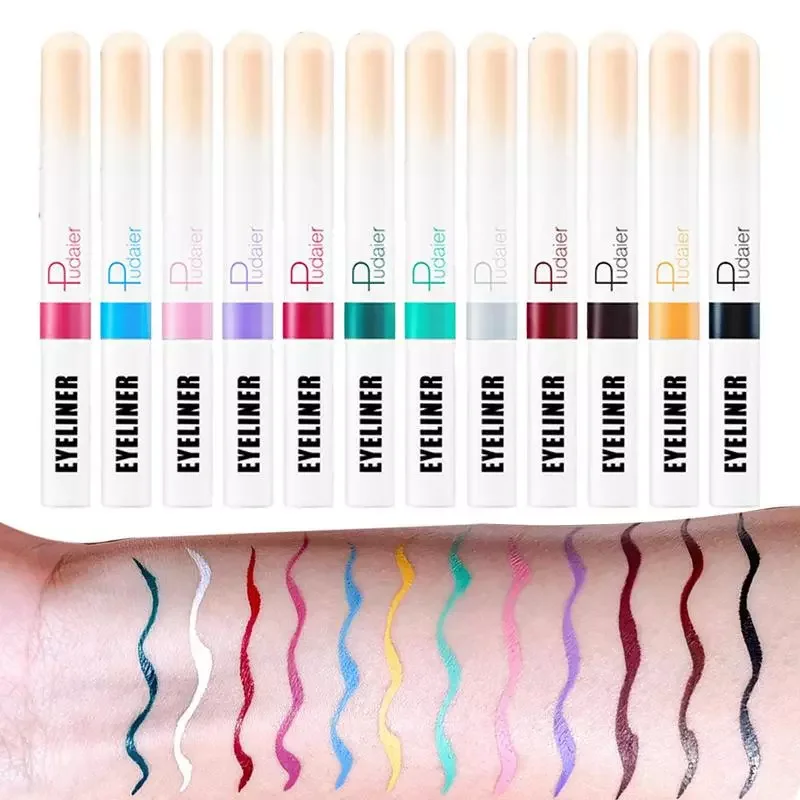 

NEW2023 Colored Liquid Eyeliner 12 Colors Neon White Black Red Brown Eye Liners For Women Waterproof High Pigmented Long Lasting