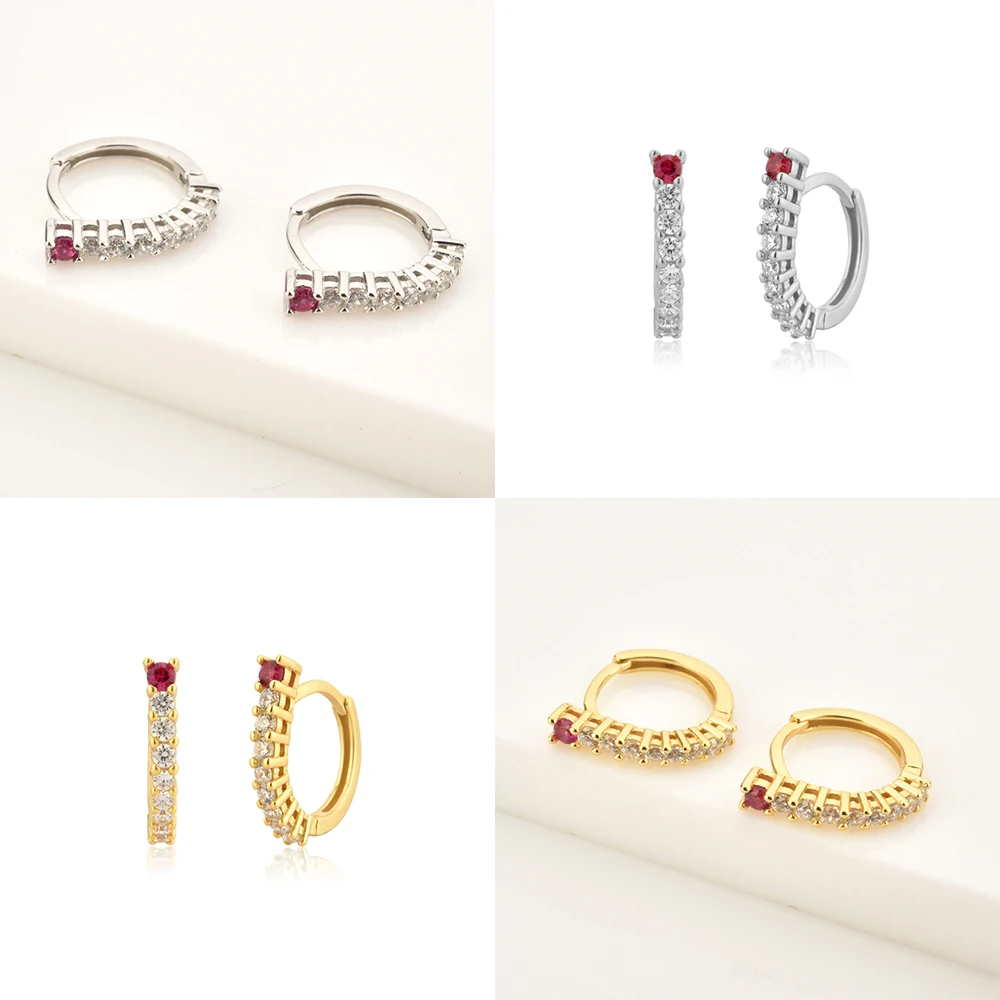 

Серьги-кольца женские из серебра пробы с цирконом