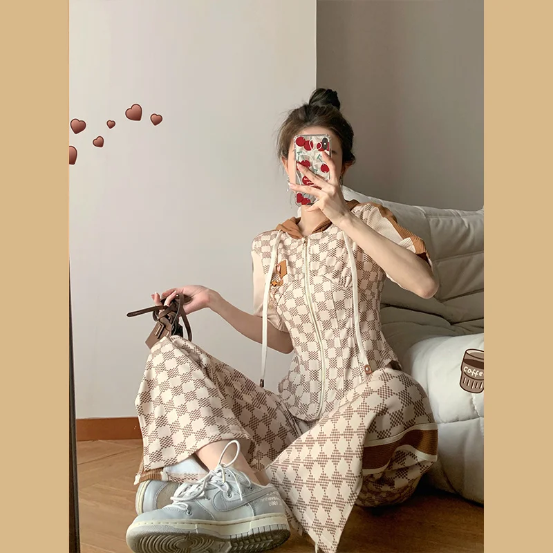 

MUEL ◆ повседневные Костюмные брюки для женщин на весну 2023 Новинка высококачественные модные брюки в западном стиле для уменьшения возраста с широкими штанинами комплект из двух предметов