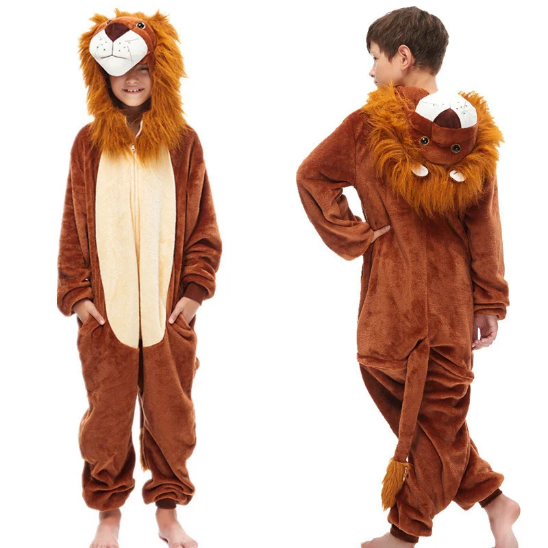 Family Kigurumi Pajamas 3D New Brown Lion Onesie Cosplay Costume Pajamas For Babies Kids and Adults