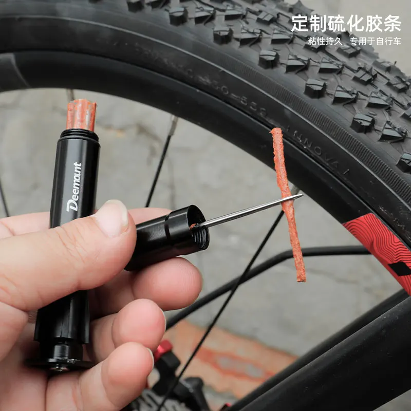 Deemount original Bicycle Tubeless Tire Repair Tool Tyre Drill Puncture for Urgent Glue Free Repair Optional  Rubber Stripe