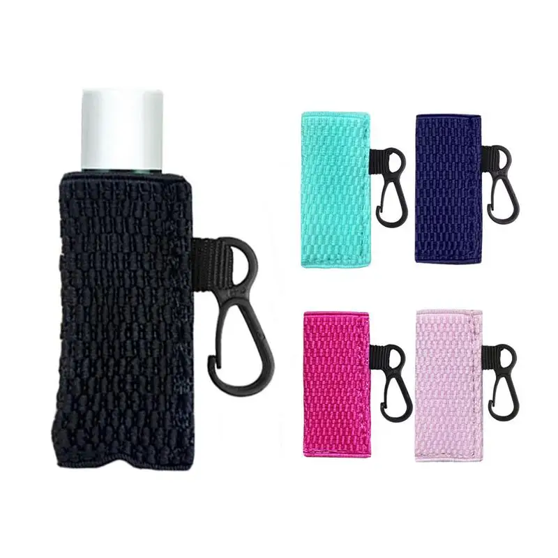 

Lipstick Holder Keychain 5PCS Lipstick Sleeve Pouch Lip Balm Portable Pocket Elastic Lip Balm Holder Travel Accessories With