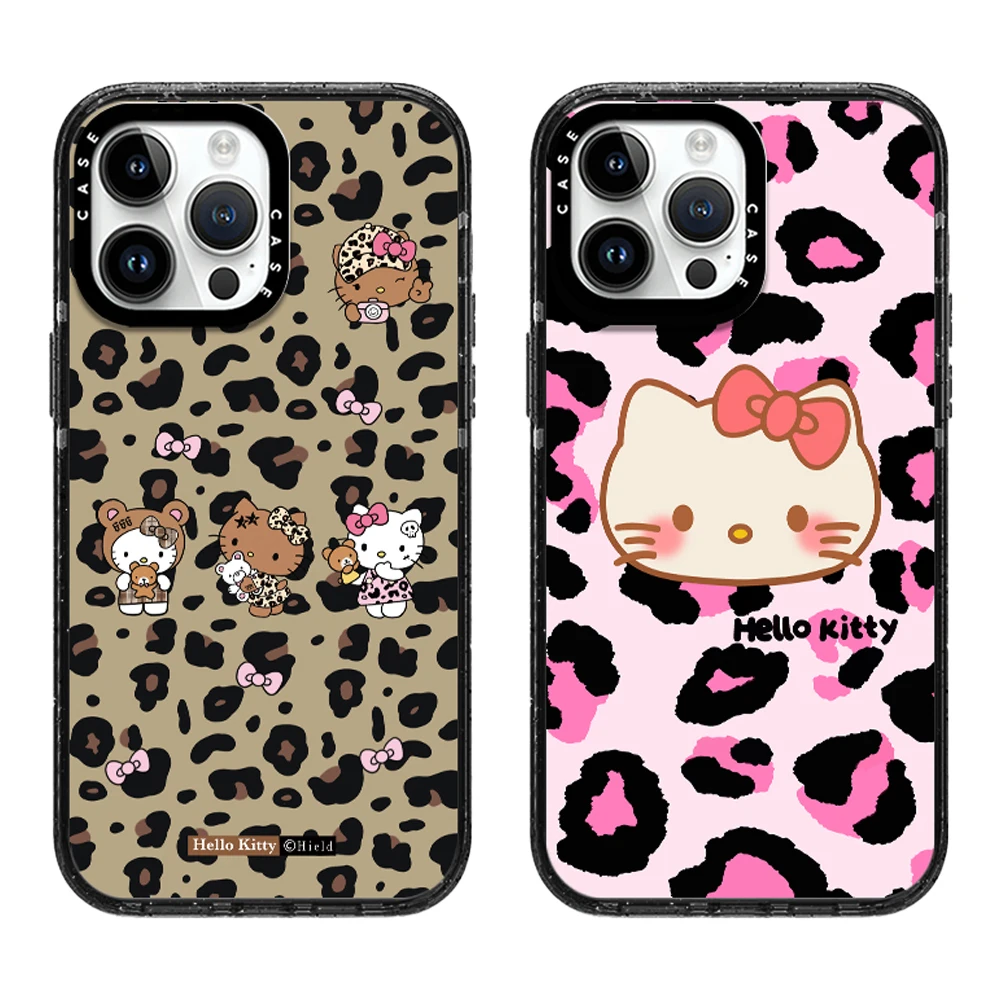 Акриловый чехол Sanrio Hello Kitty с леопардовым принтом и MagSafe для iPhone 16 15 14 13 12 Pro Max милый
