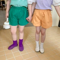 2022 summer new fashion korean version kids solid color casual shorts kids simple all match casual pants boutique simple style