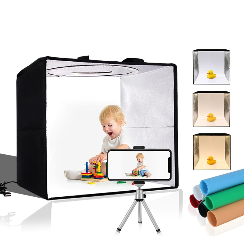 

30cm 12inch Folding Lightbox Photo Studio Light Box Photography LED Softbox Adjustable Brightness With LED Light For DSLR Camera