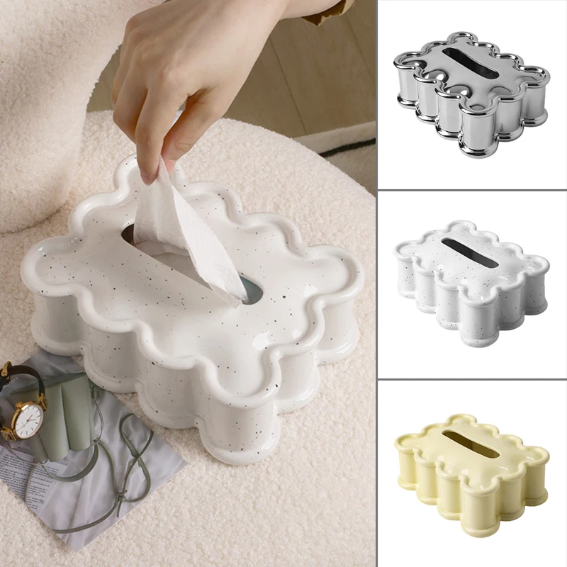 Square Ceramic Tissue Box Nordic Style Practical Household Office Tissue Paper Holder for Kitchen Dining Room HANW88