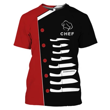 Chef Men's T-shirt Kitchen Tools Print Fashion Round Neck Short Sleeve Casual T-shirt Street Cool Top Large Unisex Clothing 1