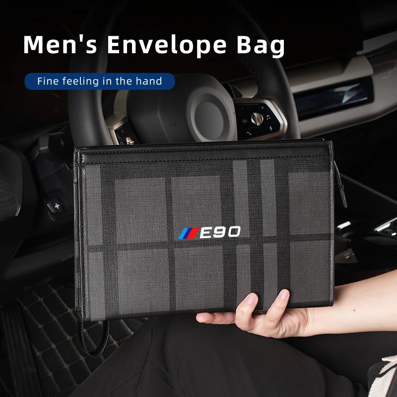 Fashion Plaid Clutch Car Logo Money Phone Storage Bag For BMW X3 X5 M5 M3 E46 E90 E60 F10 E39 F30 E36 G30 E87 E70 E91 E30 G20
