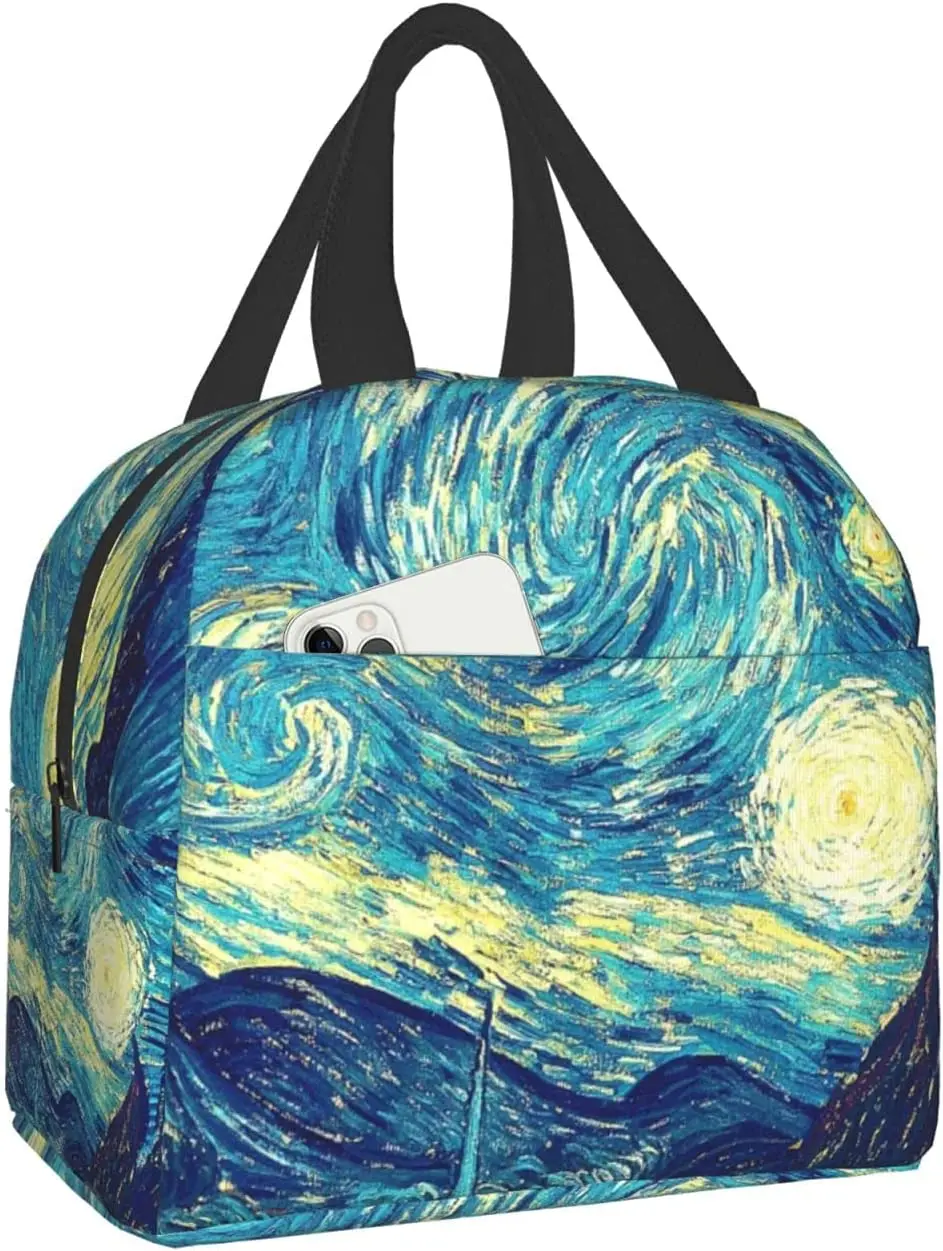 

Теплоизолированная Фиолетовая Сумка для обедов средней длины, школьный переносной Термос со звёздным ночным видением для взрослых