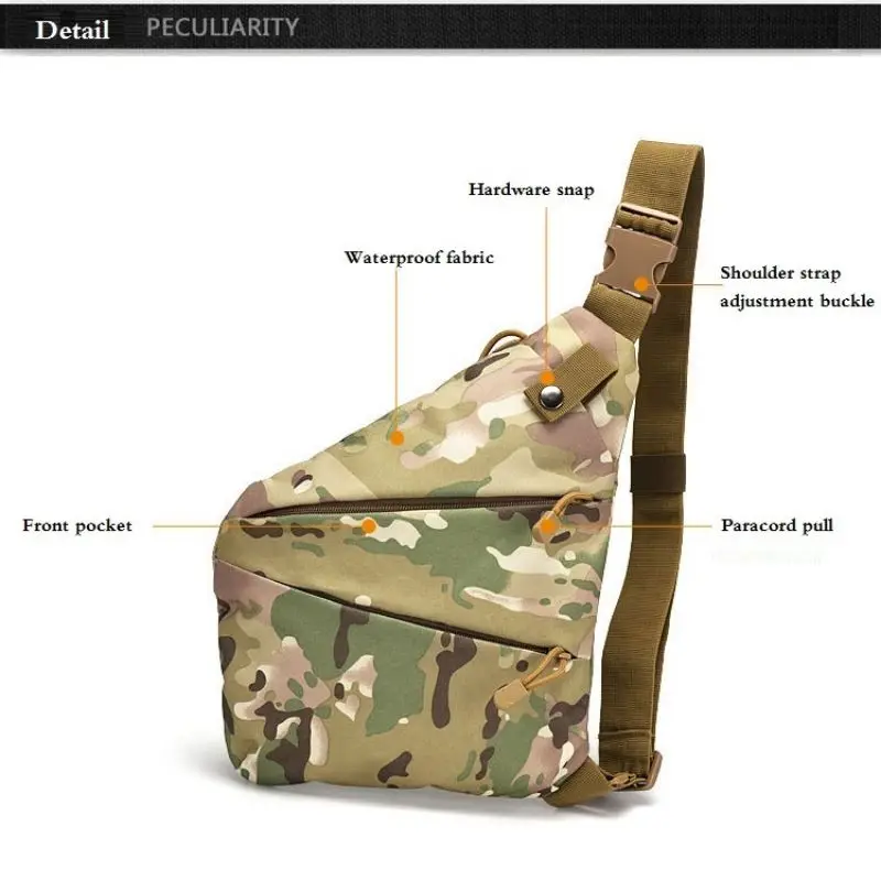 Outdoor Camouflage Riding Climbing Chest Bag Light Waterproof Storage Bag Men's Shoulder Messenger Bag Leisure Travel Chest Pack