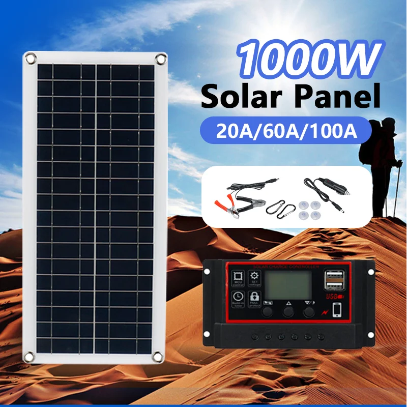 15W-1000W Solar Panel 12V Solar Cell 20A-100A Controller Sol