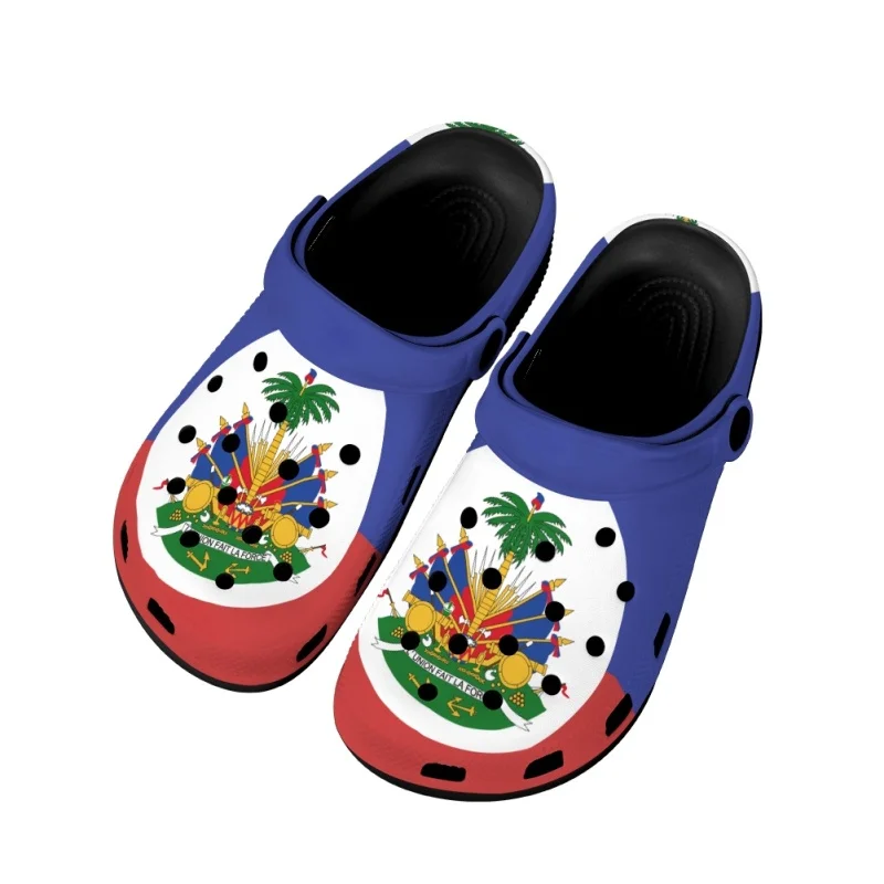Twoheartsgirl Haitian Flag Summer Slippers for Adults Breathable Garden Shoes Sandals Zapatos Summer Lightweight Hiking Slides
