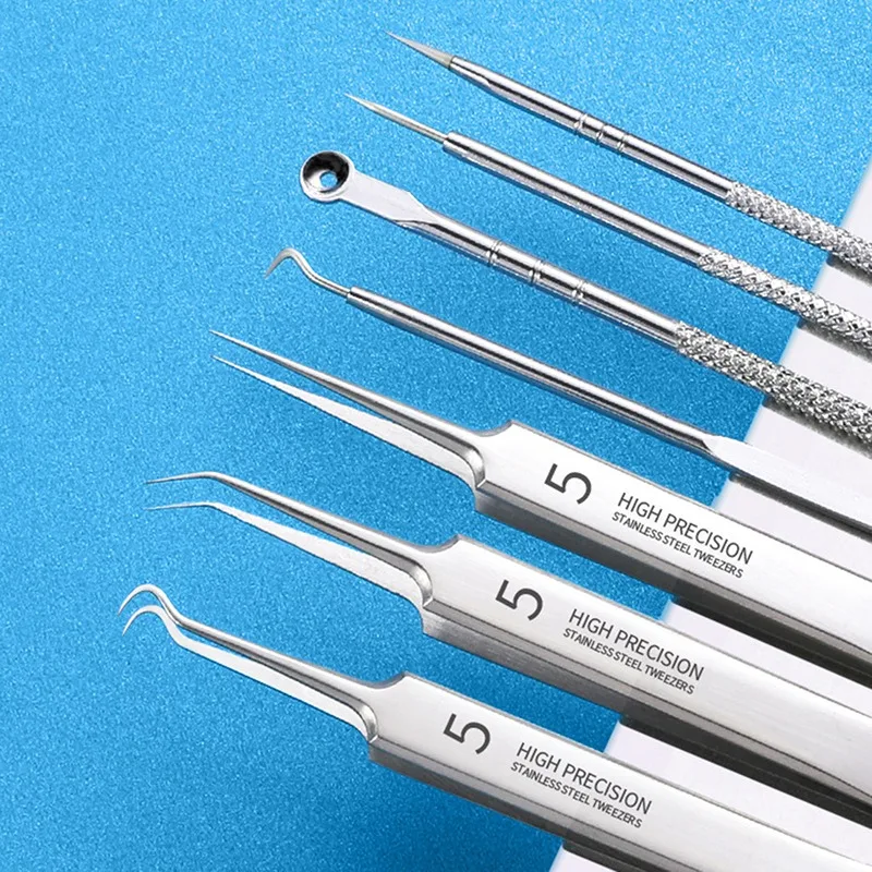 

German Ultra-fine No. 5 Cell Pimples Blackhead Clip Tweezers Beauty Salon Special Scraping Closing Artifact Acne Needle Tools