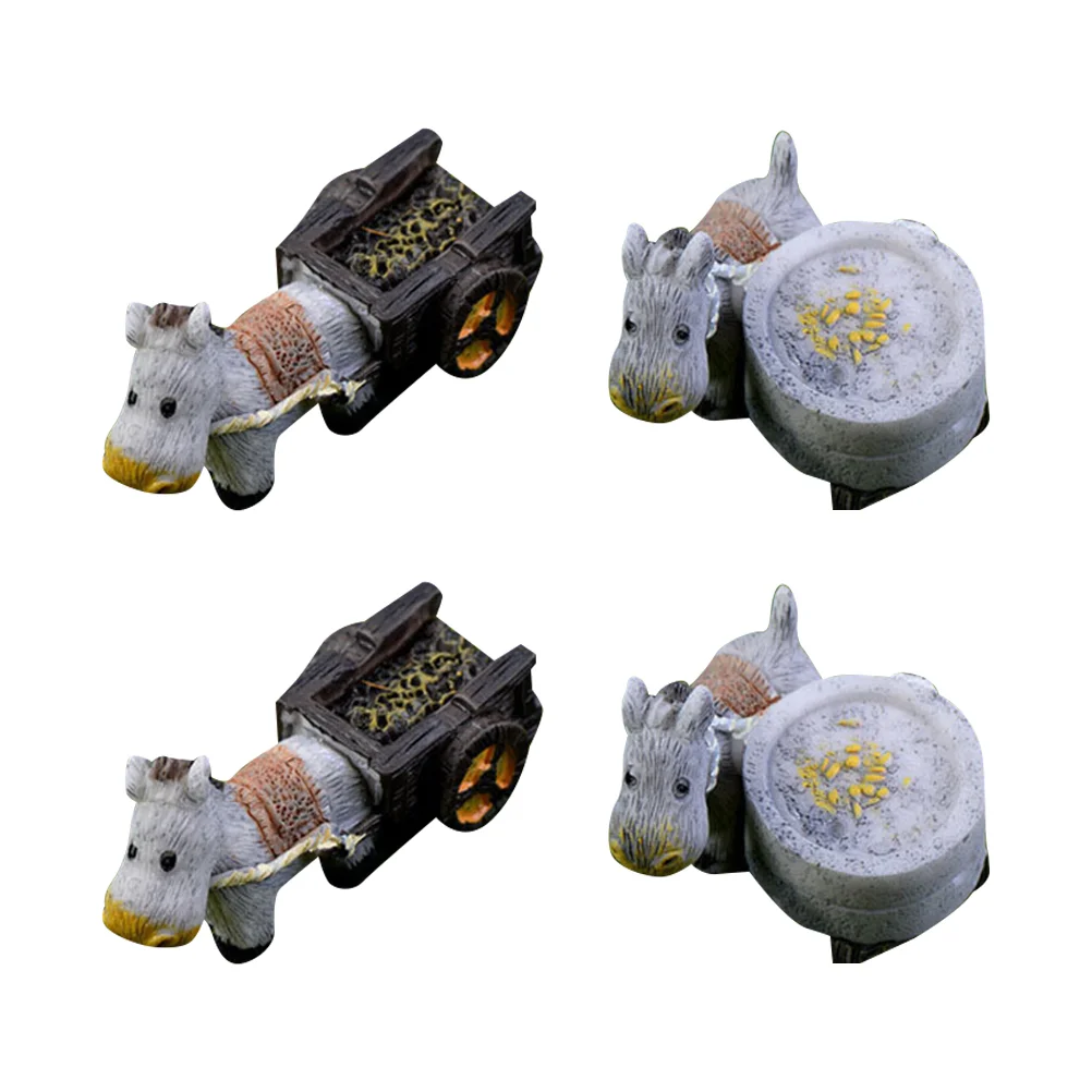 

4pcs Resin Flowerpot Decor Donkey Model Adorn Adorable Resin Craft Kids