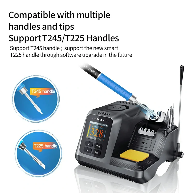 Фото Умная паяльная станция Aixun T413-T245, 200 Вт, совместимая с ручкой T225 для ремонта BGA, инструмент для сварки и разборки материнской платы №1