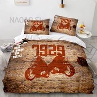 cool motorcycle bedding set single twin full queen king size retro bed set aldult kid bedroom duvetcover sets 3d anime 041