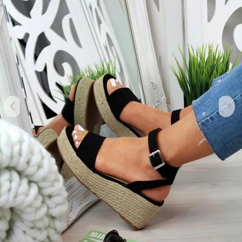 

Summer Women Sandals 2022 New Plus Size 43 Wedges High Heel Shoes Woman Casual Gladiator Buckle Strap Ladies Sandals Beach Shoes