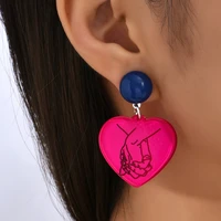 vintage bohemia big love heart drop earrings womens earrings arylic fashion geometric for women girls party travel jewelry