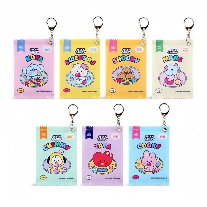 Фото Kawaii BT21 кошелек для монет с героями мультфильмов Cooky Shooky Chimmy Tata студенческий идентификатор портативная сумка для карт туалетные принадлежности для макияжа сумка для хранения наушников №2