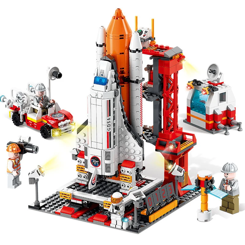 

City Aerospace Rocket Launch Center Architecture Building Blocks Model Ideas Space Astronaut Figures Bricks STEM Toys For Kids