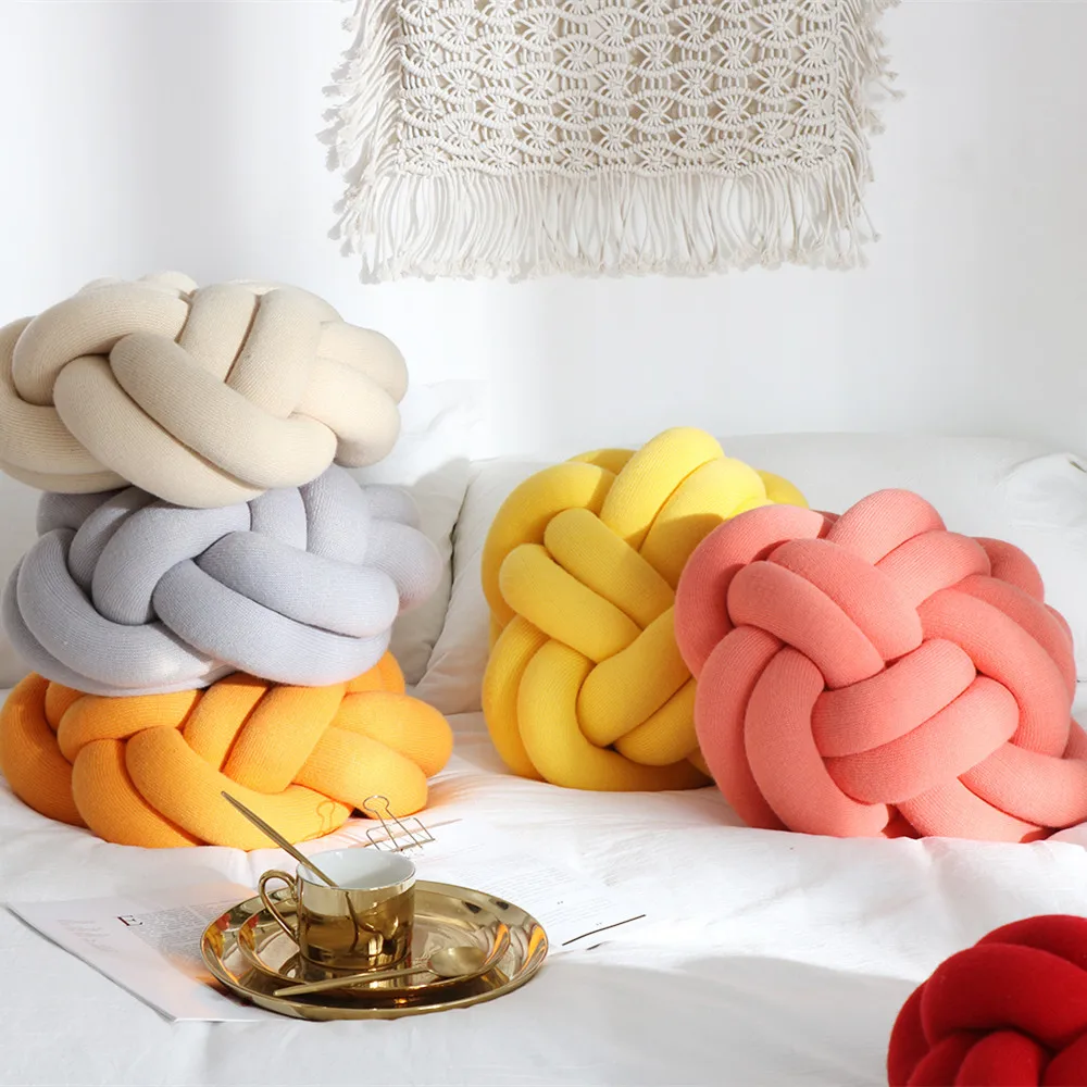 

Spherical Knotted Sofa Back Cushion Office Nap Pillow Home Decoration Knitted Seat Cushion for Living Room Bedroom Decor
