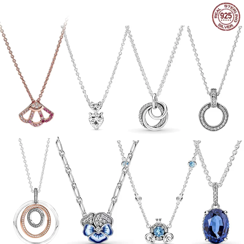 

Модное изысканное универсальное ожерелье из стерлингового серебра 925 пробы в форме тыквы автомобиля в форме сердца на ключицу подходит для оригинальных бусин Pandora DIY подарок