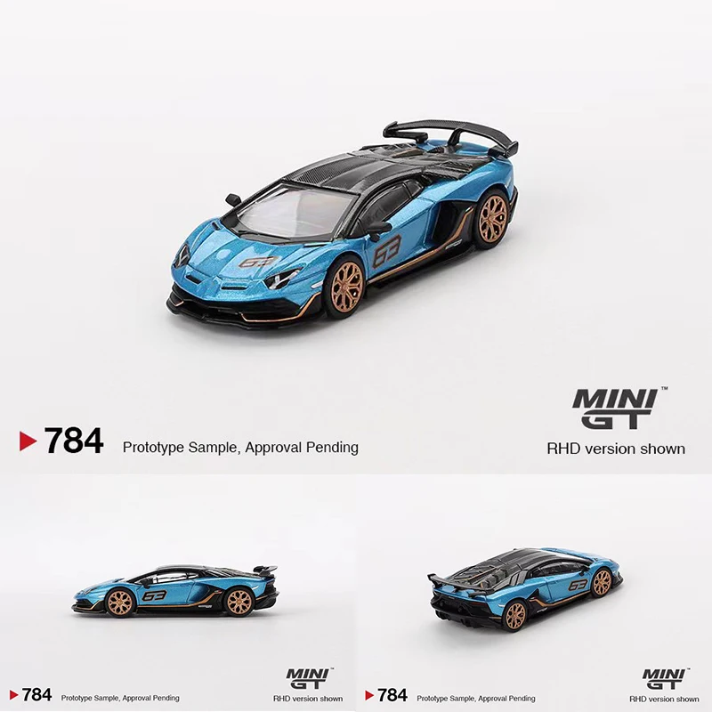 MINIGT 784 В наличии 1:64 Lamborghini Aventador SVJ 63 Blu Aegir Литая под давлением диорама Коллекция