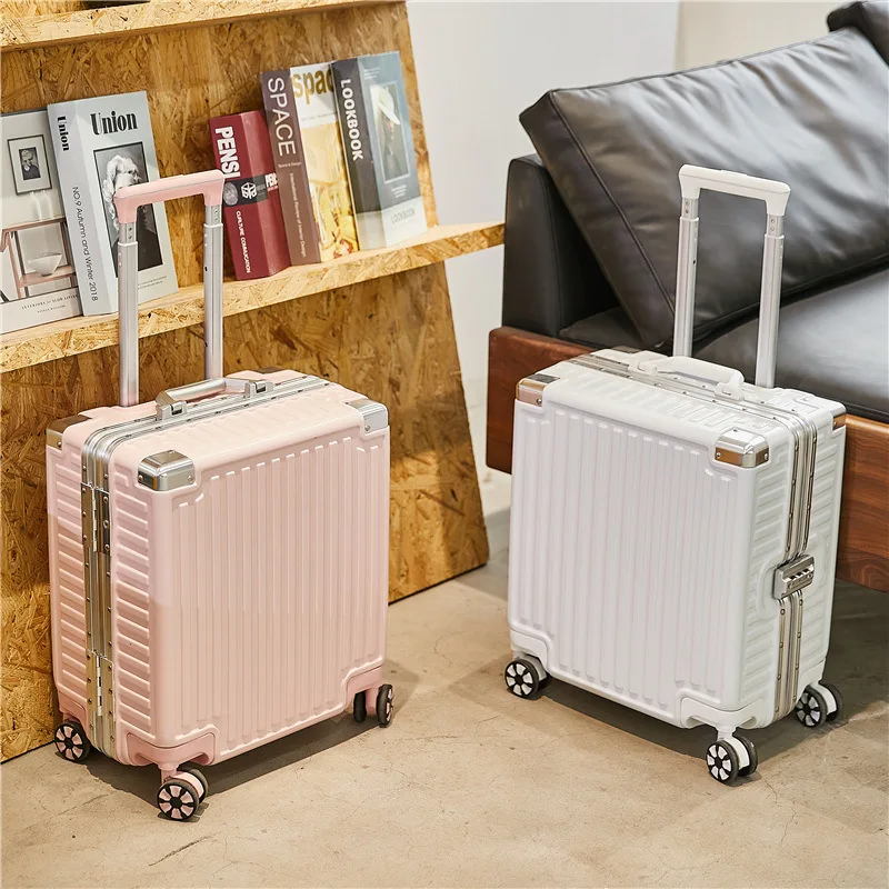 18-Inch Luxury Aluminum Frame Boarding Luggage Luggage Fashion Good-Looking Password Lock Universal Wheel Suitcase