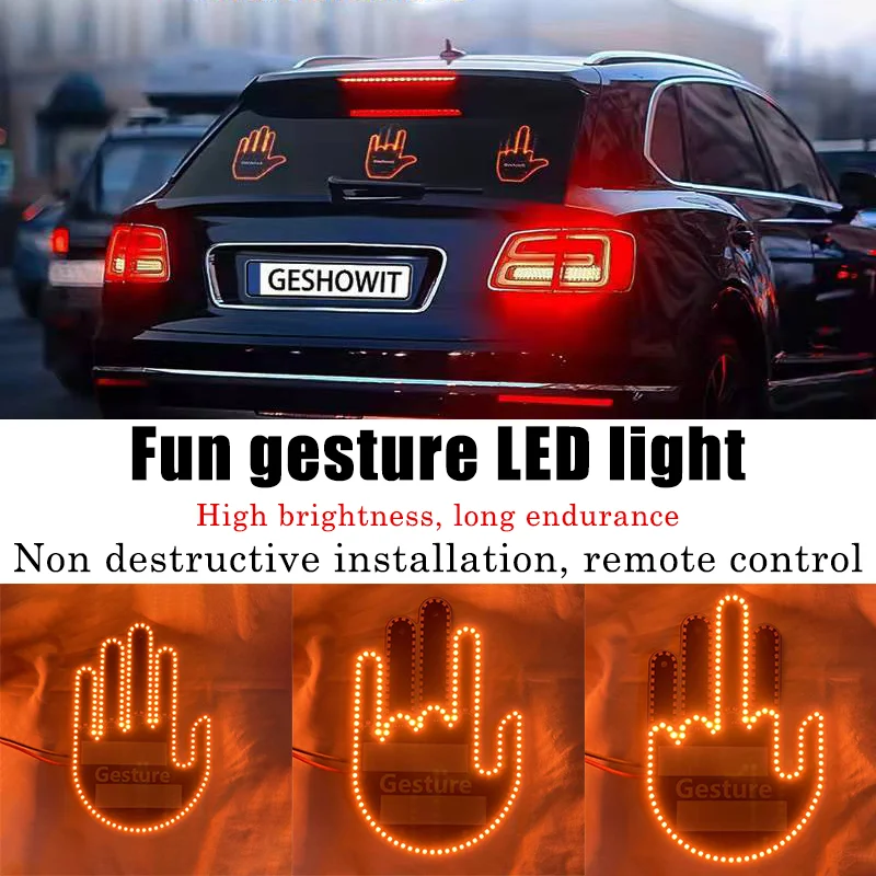 

Car LED Fun Interactive Gesture Light Remote control palm light Car rear warning light Decorative lamp Taillight Car taillights