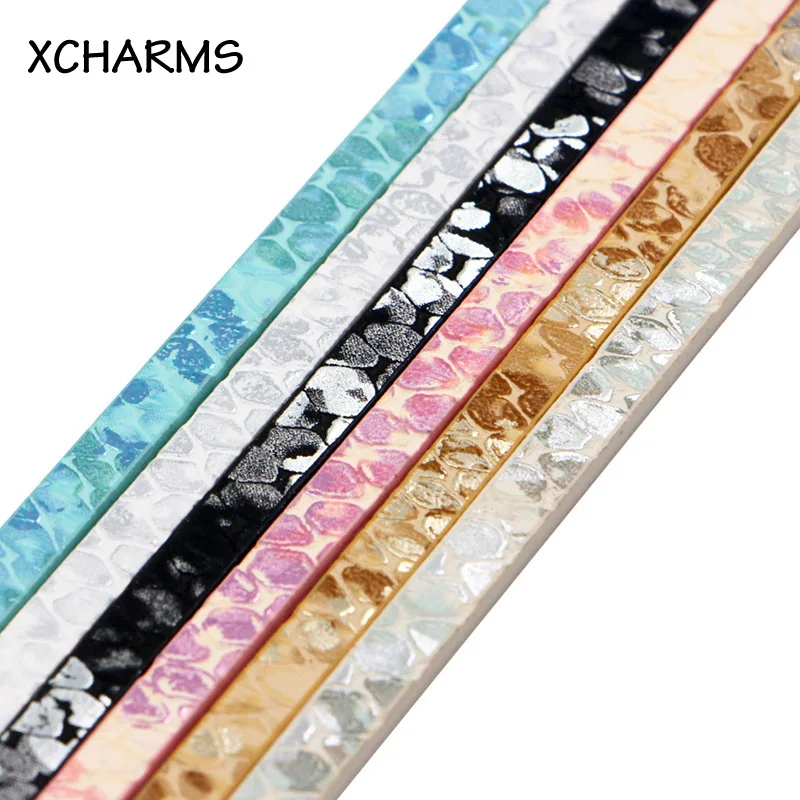 

5mm Flat PU Leather Cord Snakeskin Pattern Rope Diy Jewelry Findings Accessories Jewelry Making Materials for Bracelet
