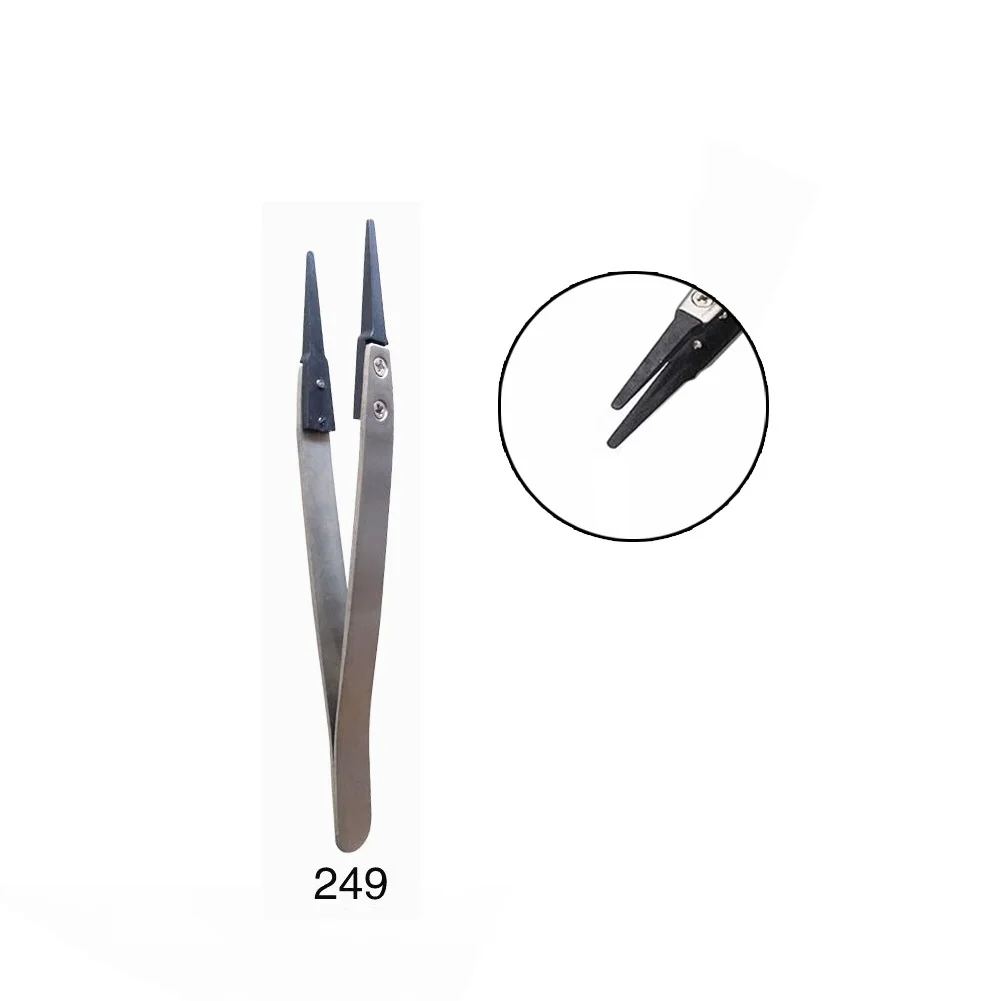 

Anti-Static Tweezer With Replaceable Tip Stainless Steel Carbon Fiber Conductive Curved Straight Tweezers Picking Tool