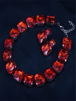 luxurious crystal imitation jewellery necklace earring set high grade alloy jewelry accessories for woman