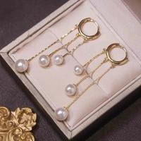 summer new imitation pearl dangle earring korean fashion long earrings for women 2022 luxury stainless steel jewelry accessories