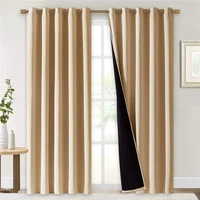 black grey curtains for living room bedroom thick thermal insulated window treatment 2 layers blackout beige 02